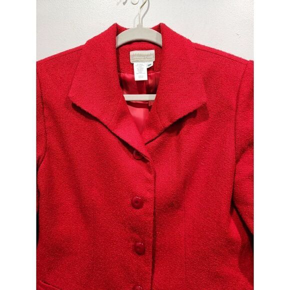 Coldwater Creek Red Wool Blend Boiled Wool Work Blazer Jacket, 10P - Picture 2 of 6